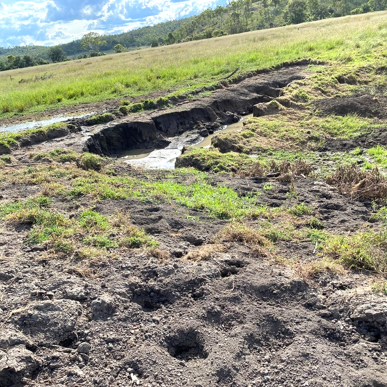 Flood scoured land