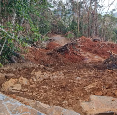 Landslip across road