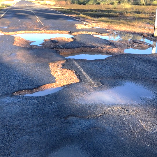 Flood damaged road