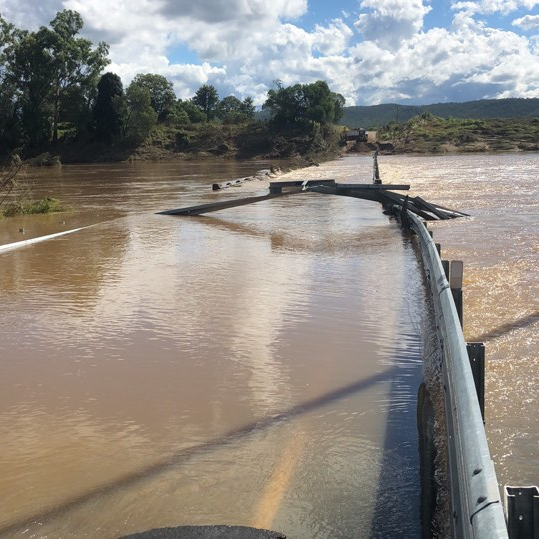 Bells Bridge in flood