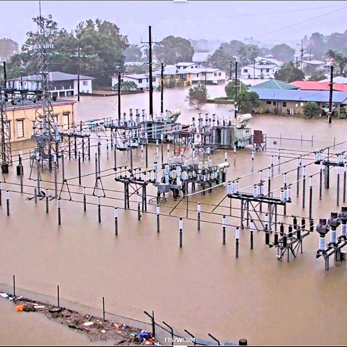 Ingham substation in flood
