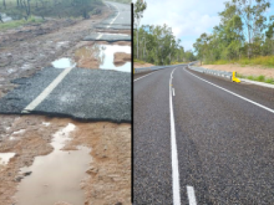 Booyal-Dallarnil Road Betterment before and after